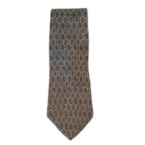 Geoffrey Beene Classic Silk Geometric Tie Gold Gray Mens VINTAGE
